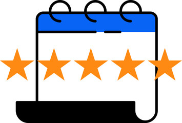 Vector illustration of calendar icon with orange stars indicating ratings