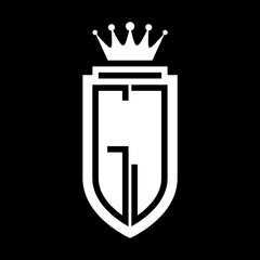 GJ Vector logo initials shield with royal crown minimalist, elegant style