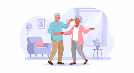 Senior Couple Enjoying Dancing Together At Home In Comfort