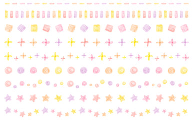 かわいい水彩風のオブジェクト　飾り線セット