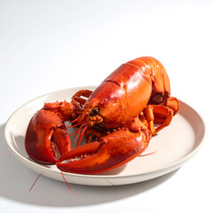 Whole Cooked Red Lobster on Plate: Fresh Gourmet Seafood