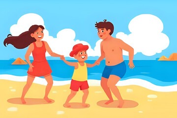 family on the beach