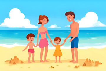 family on the beach