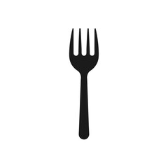A simple black and white fork illustration on transparent background silhouette