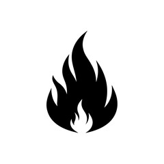 Stylized black flame graphic illustration on transparent background silhouette