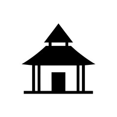 Simple black gazebo structure illustration on transparent background silhouette