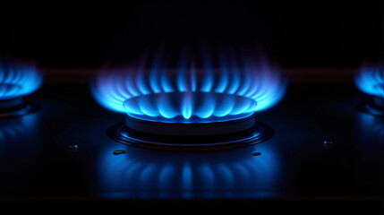 Gas Stove with Burning Blue Flame