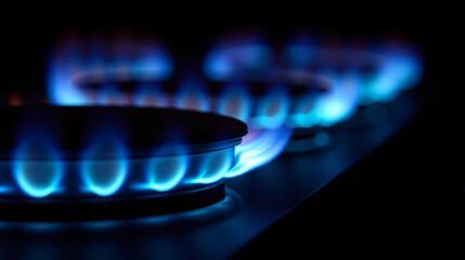 Gas Stove with Burning Blue Flame
