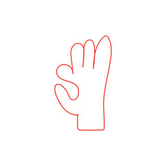 Minimal Red Line Glove Outline Icon for Kitchen and Safety Design