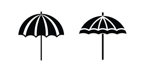 Obraz premium beach umbrella silhouette vector illustration