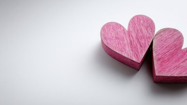 Two Pink Hearts On White Background - Powered by Adobe