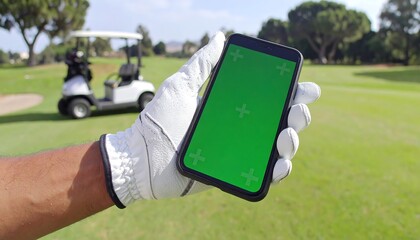 Golfing hand holding phone
