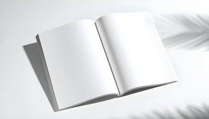 Elegant magazine mockup with glossy pages and soft natural shadows