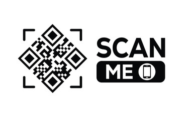 Minimalist black and white QR code label design with 