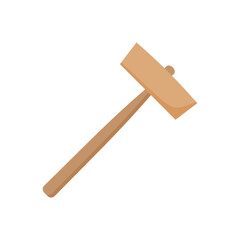 wooden mallet woodcut flat design vector illustration. Wooden mallet isolated in white background