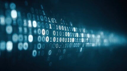 Abstract Binary Code Stream On Dark Background