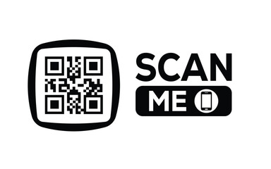 Minimalist black and white QR code label design with 
