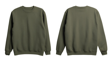  versatile olive green sweatshirt mockup  front and back view isolated on white background for brand presentation