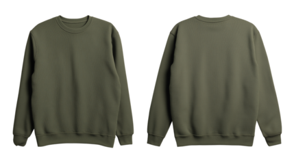  versatile olive green sweatshirt mockup  front and back view isolated on white background for brand presentation