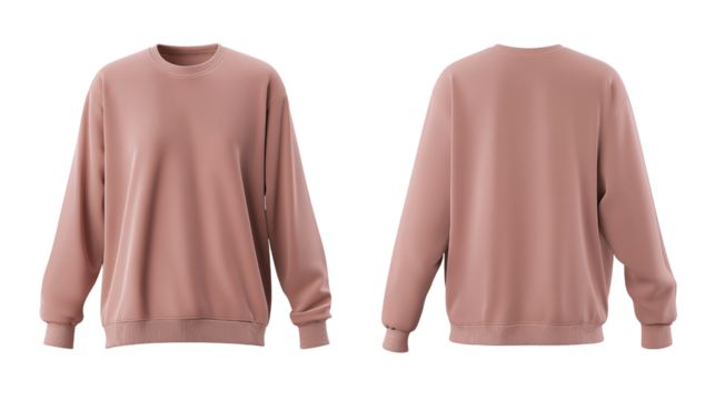  mauve sweatshirt mockup  front and back view isolated on white background for brand presentation