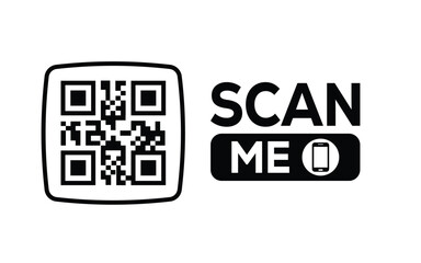 Minimalist black and white QR code label design with 