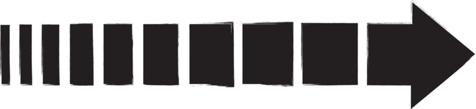  Arrow in grunge. vector new style black hand drawn brush. arrow set icon. colored arrow symbols in terget a zigzag. pattern. on a transparent. chart with arrow business. Vector illustration	