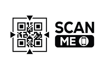 Minimalist black and white QR code label design with 