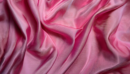 Pink Crumpled Organza Fabric Texture Background
