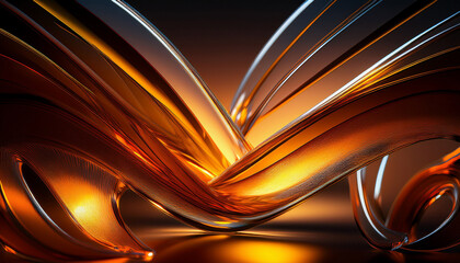 Abstract Glass Art Composition Featuring Warm Illumination And Layers