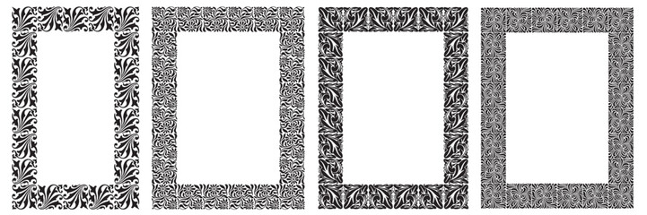 Vector illustration set of decorative vintage frames modular. Art design border labels. Blank frames template. Graphic retro element