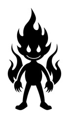 Vector art of fiery cartoon character with flames