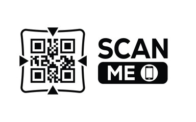 QR code scan icon set. Scan me frame. QR code scan for smartphone. QR code for mobile app, payment and identification. Vector illustration.
