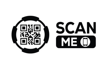 QR code scan icon set. Scan me frame. QR code scan for smartphone. QR code for mobile app, payment and identification. Vector illustration.