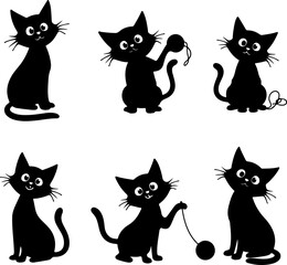 Playful and Cute Black Kitten Silhouette Collection