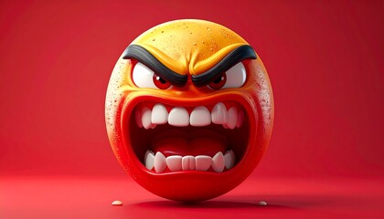 Angry round fruit emoticon