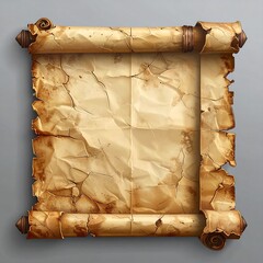 Aged scroll on gray background