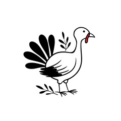 Fototapeta premium turkey. turkey simple black and white line art vector logo