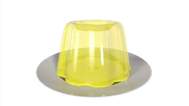 Vibrant Yellow Transparent Gelatin Dessert on a Clean White Plate