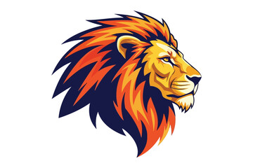Vector art of powerful lion head with a fiery mane, a symbol of strength, courage, and leadership in a vibrant and dynamic design