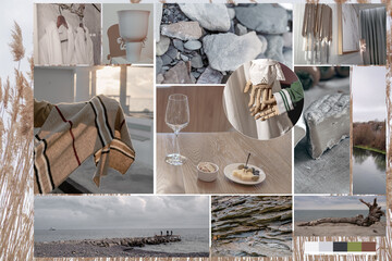 This moodboard evokes a sense of coziness, love, and warm autumn. It's perfect for those who love pastel colors and nautical themes and want to decorate their home.