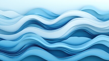 Fototapeta premium Abstract Blue Wave Paper Art Design