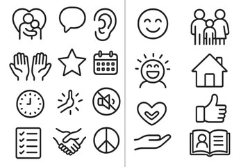 Fototapeta premium Parenting and Family Education Icons Set – Line Style