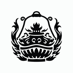 Fototapeta premium Tribal Incense Pot Fire Symbol Decorative Ornamental Spiritual Design Vector Illustration