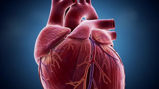 Realistic 3D Human Heart Anatomy Close-up | Detailed Coronary Artery and Muscle Structure | Cardiology Animation