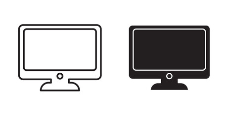 monitor icon in black stroke and fill