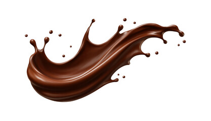 Realistic chocolate splash with drops. Dessert and confectionery concept. Vector illustration