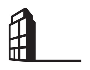 Detailed Silhouette of a Tall Skyscraper with Chevron Windows