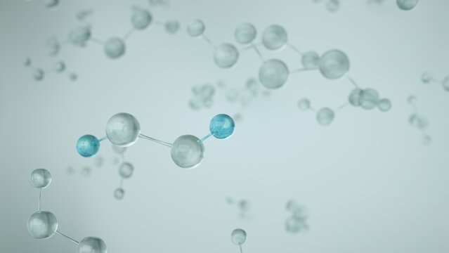 Hydrogen peroxide of H2O2 molecule. Chemistry research background with copy space