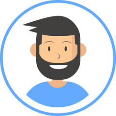 Cartoon man avatar with beard vector illustration for social media profile picture