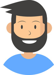 Cartoon portrait of a man with beard and blue shirt, digital illustration